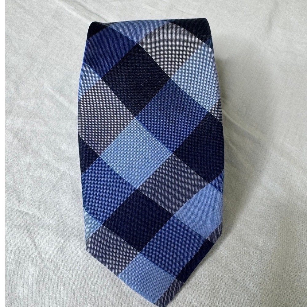 Le 31 Necktie Mens OS Blue Gingham Fair 100% Silk Plaid Check Accessory